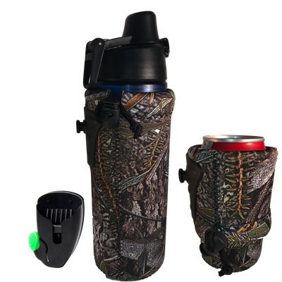 EXTRA LARGE HANDS FREE BEER,WATER BOTTLE & DRINK HOLDER/CARRIER  (WICKED WILLOW CAMOUFLAGE)