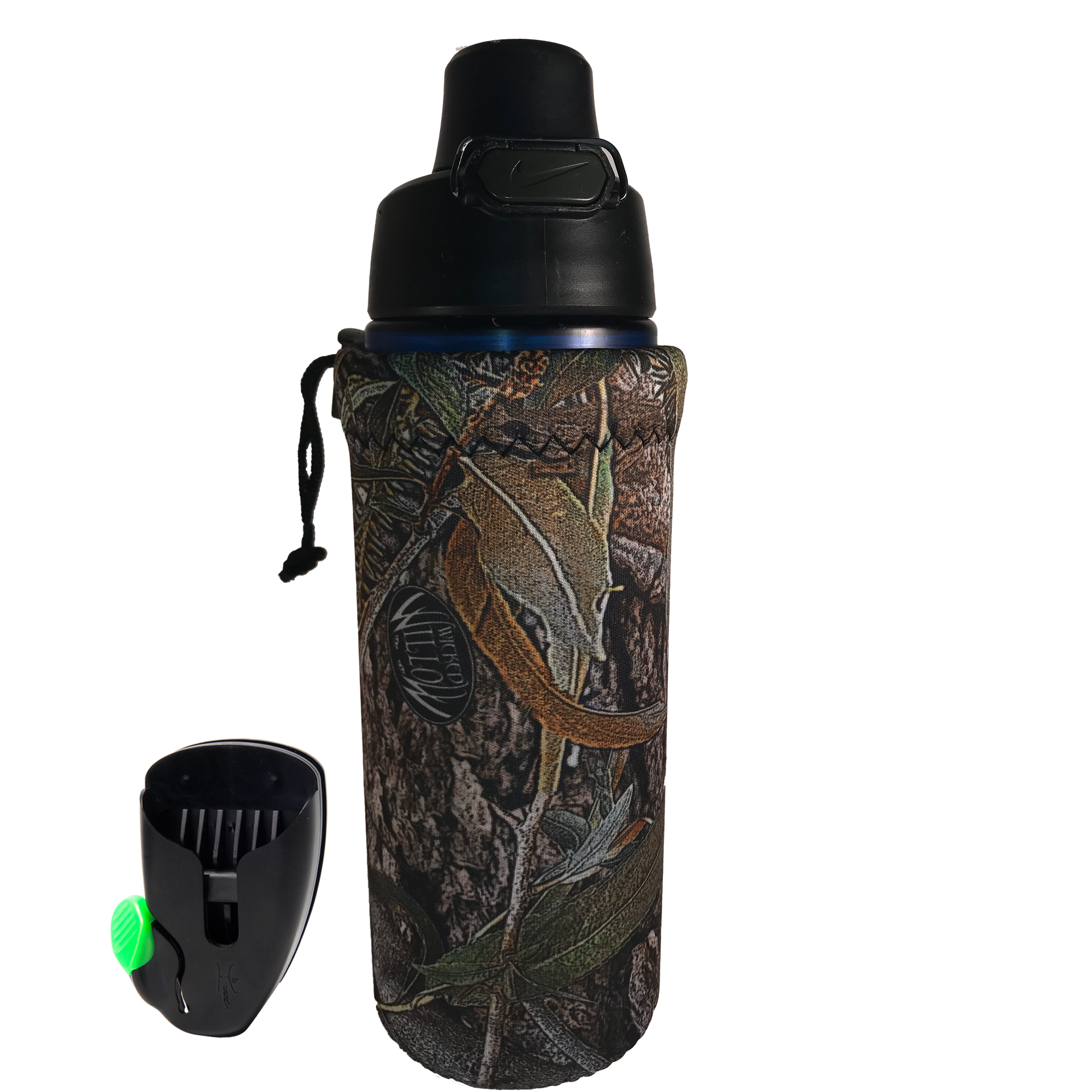 EXTRA LARGE HANDS FREE BEER WATER BOTTLE DRINK HOLDER CARRIER WICKED WILLOW CAMOUFLAGE